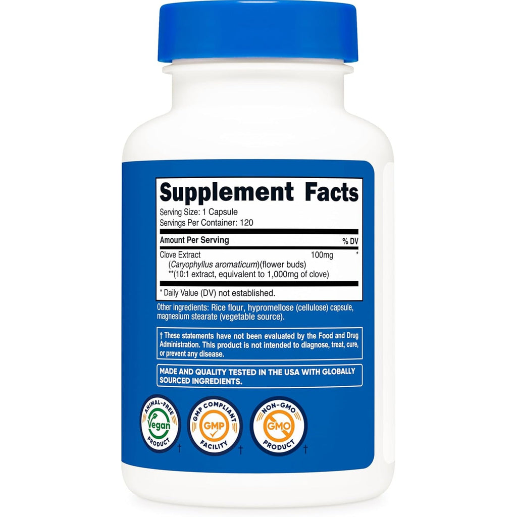 Nutricost Clove Extract 120 Capsules for 120 Servings per Bottle - Vegan, GMO Free and Gluten Free