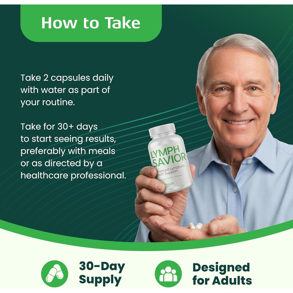 Plant-Based Lymphatic Support Supplement with Red Clover, Horse Chestnut & Burdock Root for Fluid Balance & Daily Wellness - Non-Gmo, Made in USA - 30-Day Supply, 1 Bottle