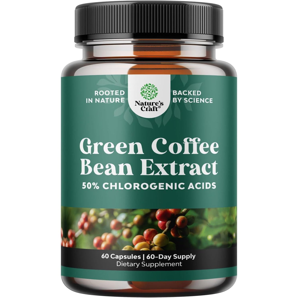 Green Coffee Bean Extract for Metabolism Support - Green Coffee Beans Chlorogenic Acid Supplement for Body Weight Maintenance & Diet Support - Herbal Capsules for Energy and Immune Help - 60 Count