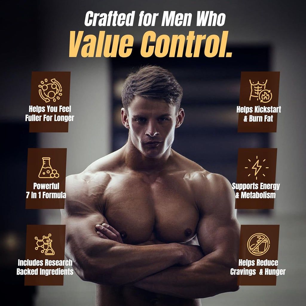 PREMIUM Male Appetite Suppressant - Weight Loss Pills, Fat Burner for Men, GLP-1 Pathway Support - Can Help Sustain Muscle While Burning Fat - Powerful Fat Burning Assistance- 60 Capusles