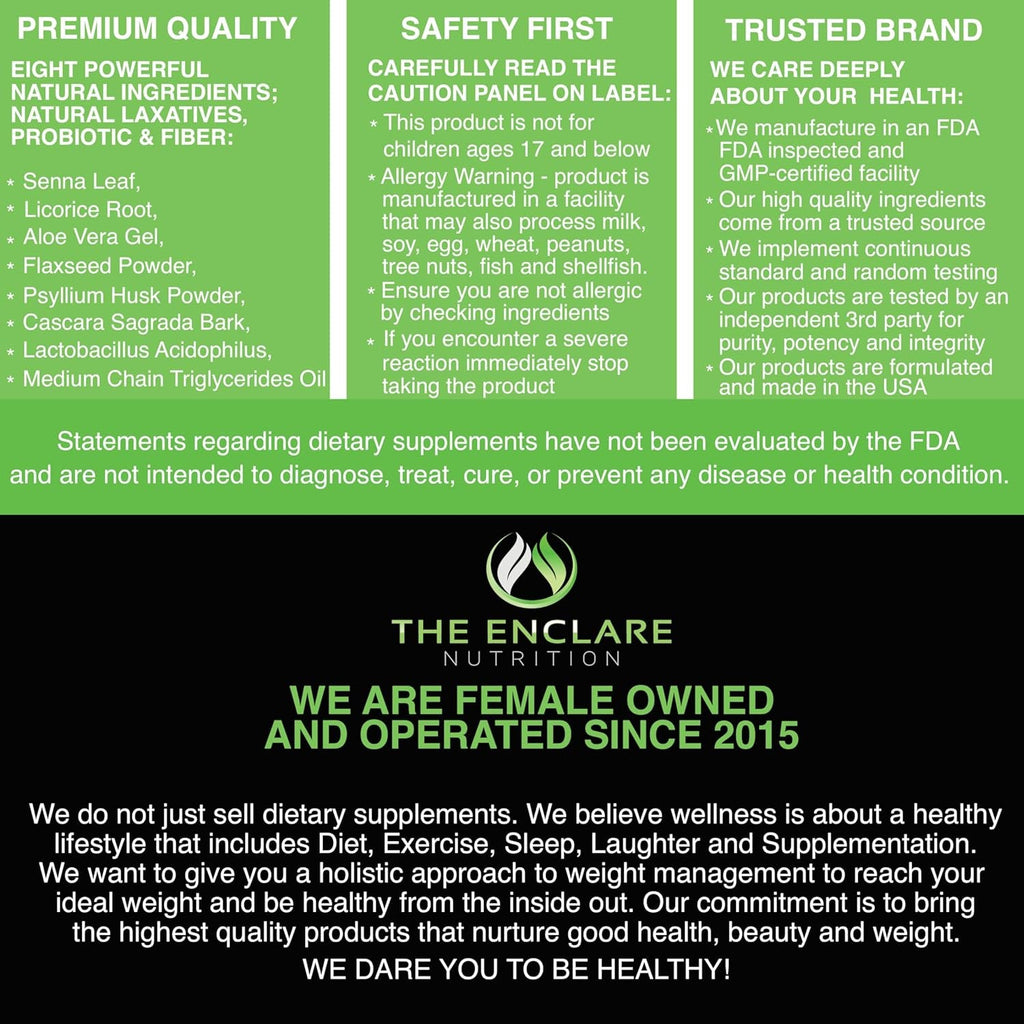 THE ENCLARE NUTRITION Colon Cleanse 15 Day Gut Cleanse Pills - Colon Cleanser for Women & Men - Psyllium Probiotic Laxatives for Constipation, Bloating Relief, Detox Cleanse Weight Loss Support (1)