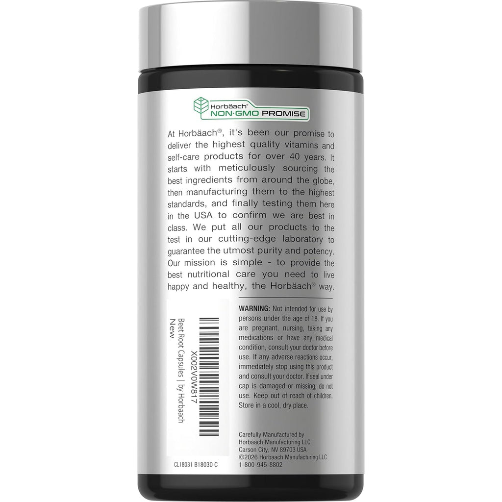 Horbäach Beet Root Powder Capsules | 320 Pills | High Potency Herbal Extract Supplement | Non-Gmo, Gluten Free Formula