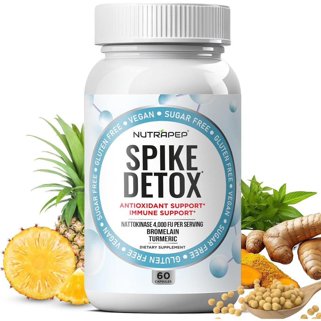 Nutrapep Spike Protein Detox Supplement - 4000 FU Nattokinase with Bromelain Selenium Dandelion Root Turmeric Extract & Curcumin - Foreign Protein Cleanse and Immune Support - Vegan Gluten-Free