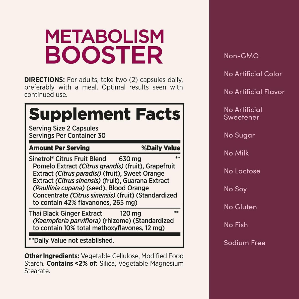 Nature’S Bounty Optimal Solutions Metabolism Booster Supplement, Boosts Fat Metabolism, Promotes Abdominal Fat Loss, with Citrus Extracts and Black Ginger, 60 Capsules
