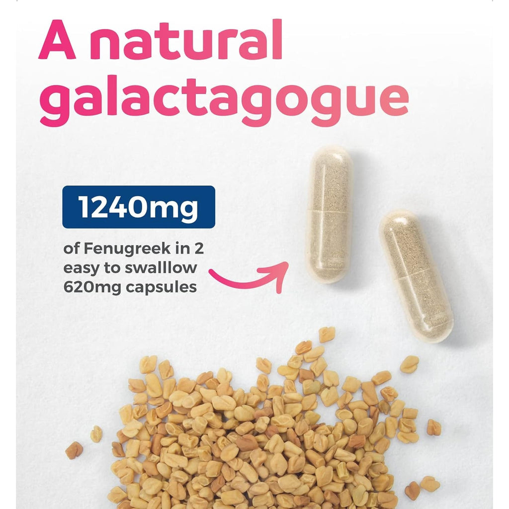 USDA Organic Fenugreek Capsules for Women - Effective Lactation Supplement for Increased Breast Milk Supply - Herbal Breastfeeding Support for Mothers - Gluten Free - 60 Vegan Capsules (No Pills)