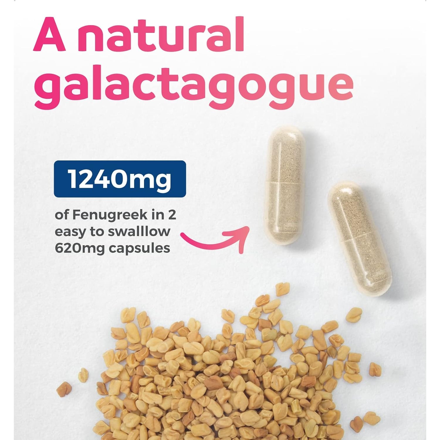 USDA Organic Fenugreek Capsules for Women - Effective Lactation Supplement for Increased Breast Milk Supply - Herbal Breastfeeding Support for Mothers - Gluten Free - 60 Vegan Capsules (No Pills)