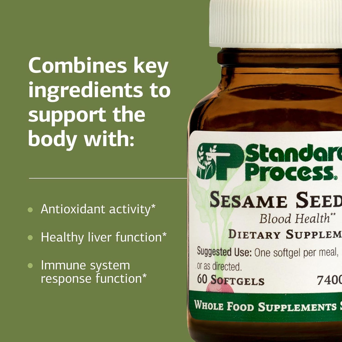 Standard Process Sesame Seed Oil - Blood Health Support Supplement - Formula Aids Healthy Immune System Response & Function - Support Healthy Liver Function - 60 Softgels