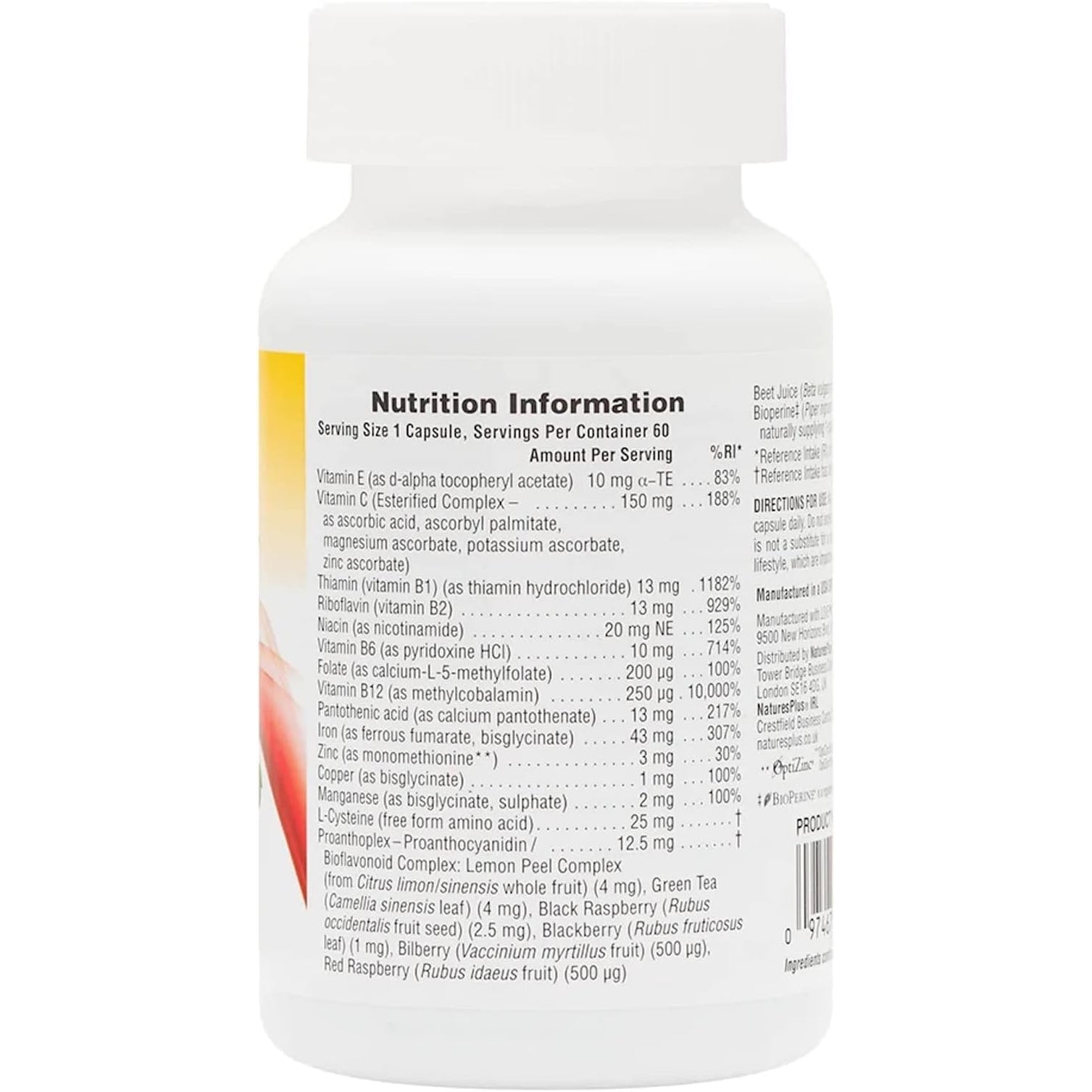 Naturesplus Hema-Plex Iron - 60 Fast-Acting Capsules - 85 Mg Chelated Iron - Total Blood Health - with Vitamin C & Bioflavonoids - Vegan, Gluten Free - 30 Servings