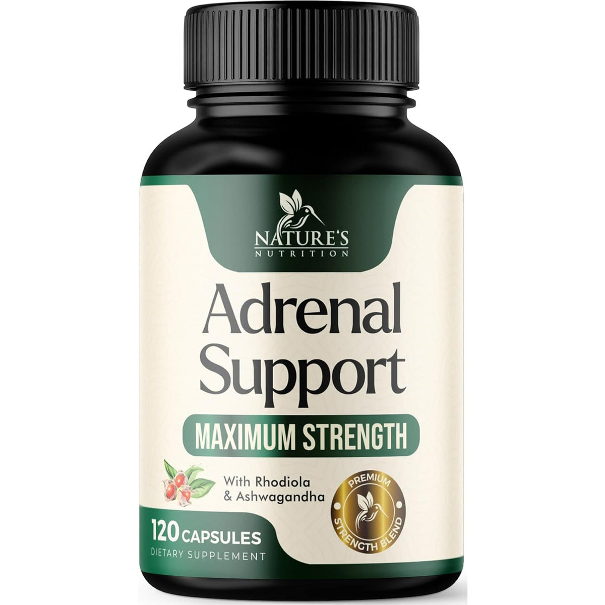 Nature'S Nutrition Adrenal Support Supplements Cortex Complex, Best Energy Supplement, Supports Health & Energy Levels, Daily Ashwagandha for Women & Men, Supports Immune System, 120 Capsules