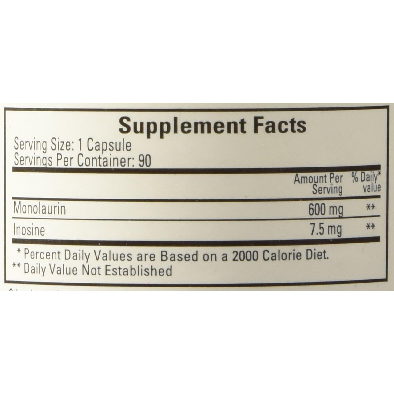 Ecological Formulas Monolaurin 600Mg 90 Capsules