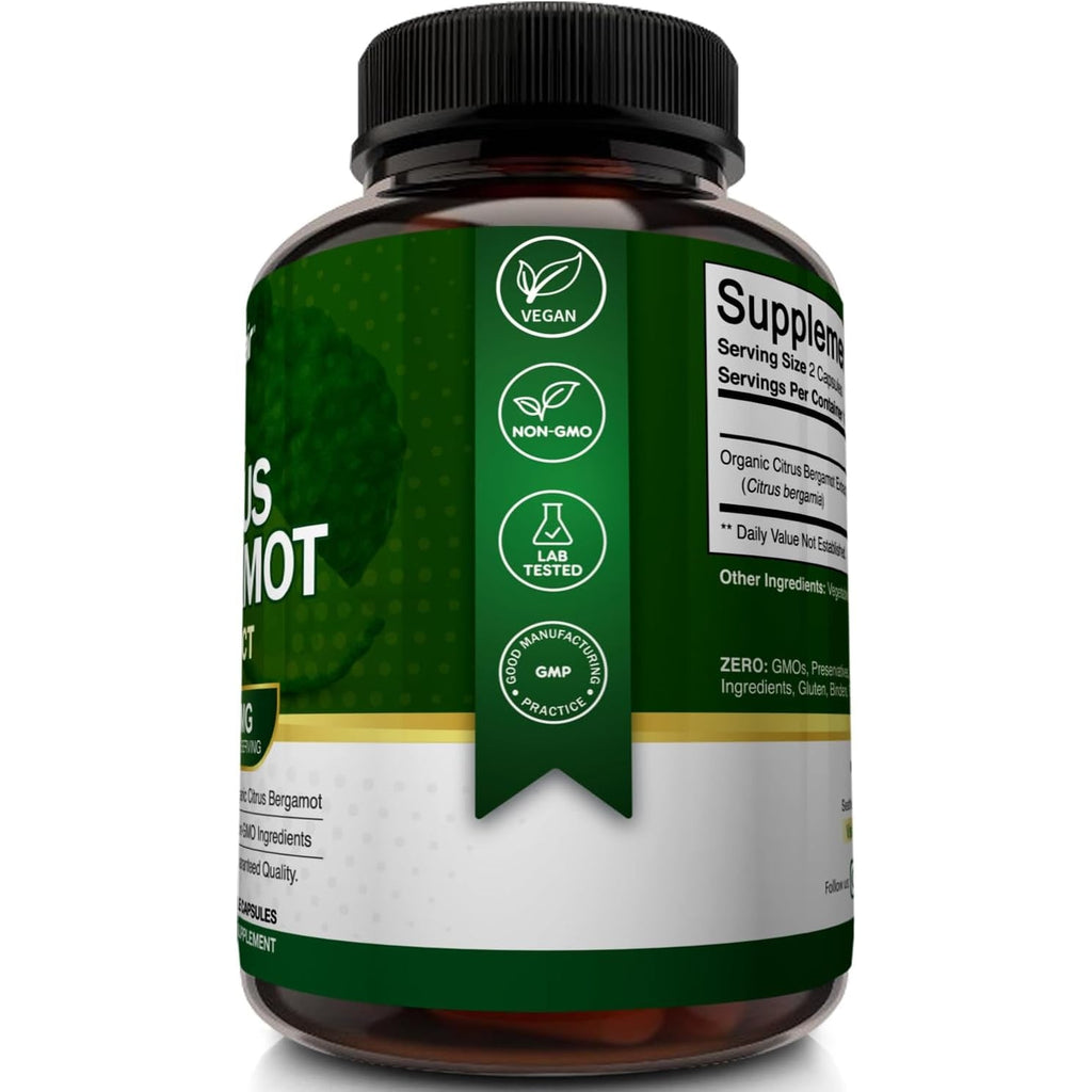 Nutriflair Organic Citrus Bergamot 1400Mg, 120 Capsules - 25:1 Bergamia - Essential Oil and Citrus Bioflavonoids - Natural Heart Health Supplements for Women and Men - Non-Gmo Pills