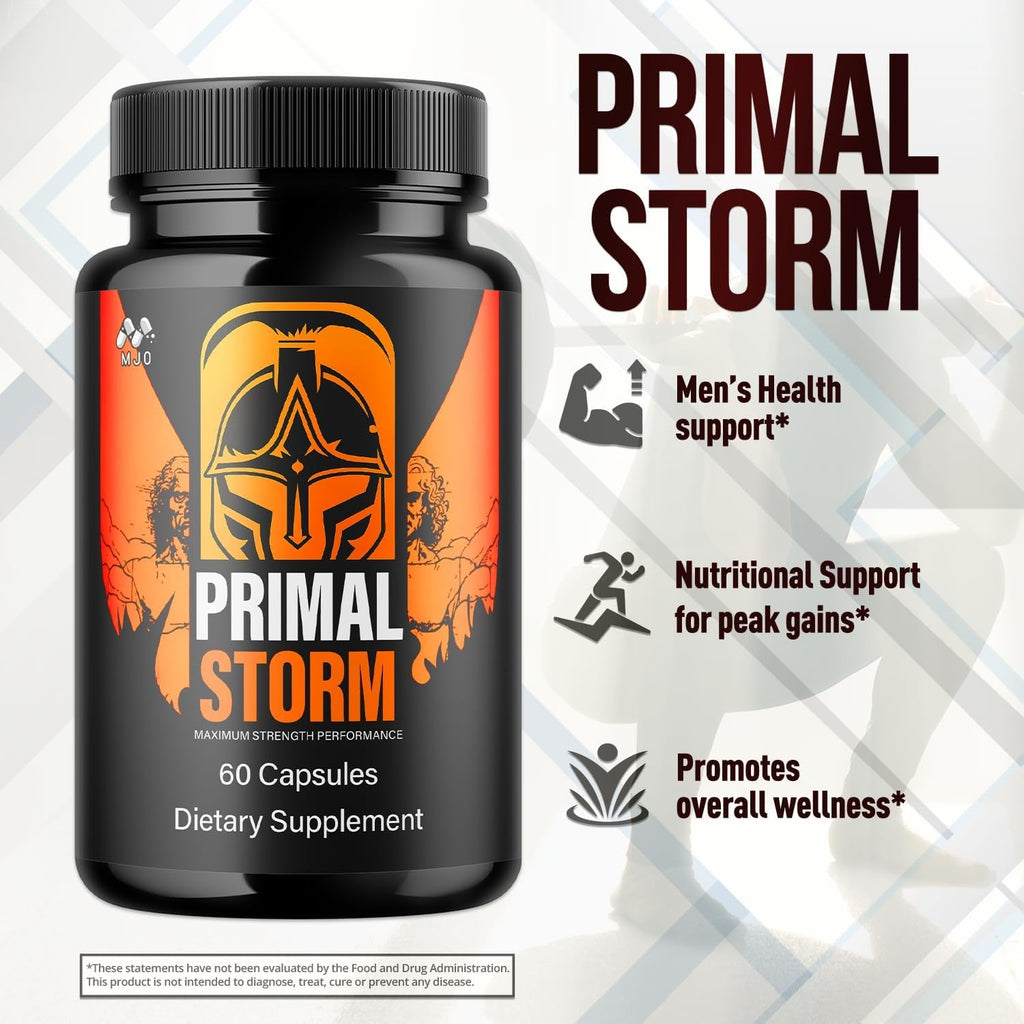 Primal Storm Capsules, Official Primal Storm Supplement for Men with All Natural Ingredients, Advanced Primalstorm Health and Wellness Pills Maximum Strength Formula Vitamin Supplement (60 Capsules)
