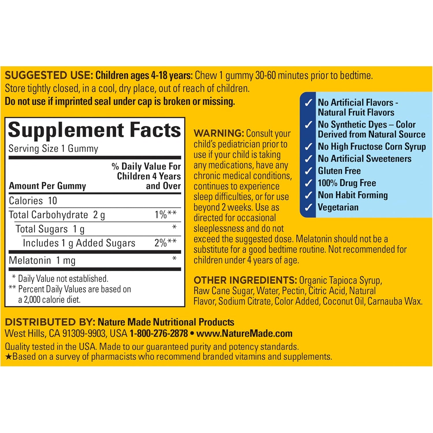 Nature Made Kids First Sleep Melatonin Gummies, 100% Drug-Free Sleep Aid, Kids Sleep Gummies for Restful Sleep, 45 Count
