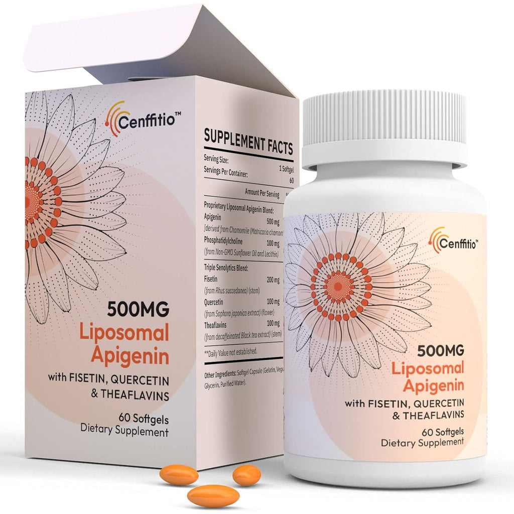 Liposomal Apigenin 500Mg Softgels - Optimal Apigenin Supplement with Fisetin, Quercetin and Theaflavins (60 Count (Pack of 1))