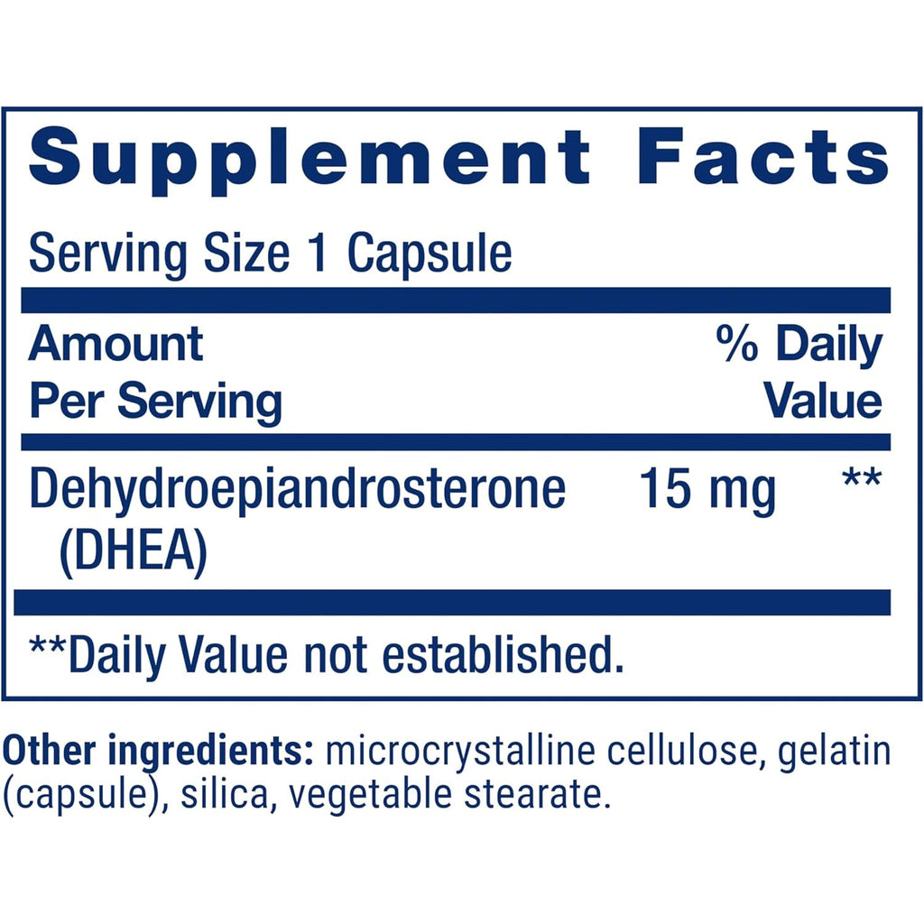 Life Extension DHEA 15 Mg – Hormone Balance Supplement, Memory, Muscle Mass and Bone Density Support, Healthy Sex Drive, Gluten-Free, Non-Gmo, 100 Capsules