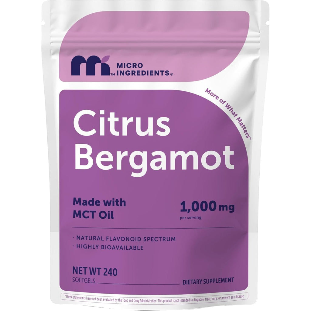 Micro Ingredients Citrus Bergamot Extract 1,000 Mg with MCT Oil, 240 Softgels, 80-Day Supply | with Naturally Occurring Flavonoids & Polyphenols | Non-Gmo, Gluten Free, No Soy