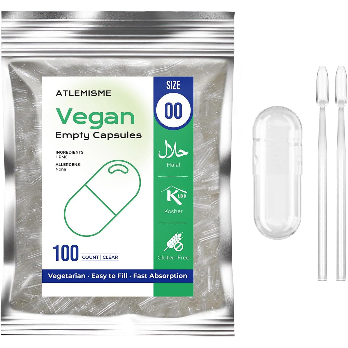 Empty Vegan Capsules Size 00-100 Count DIY Vegetable Capsules