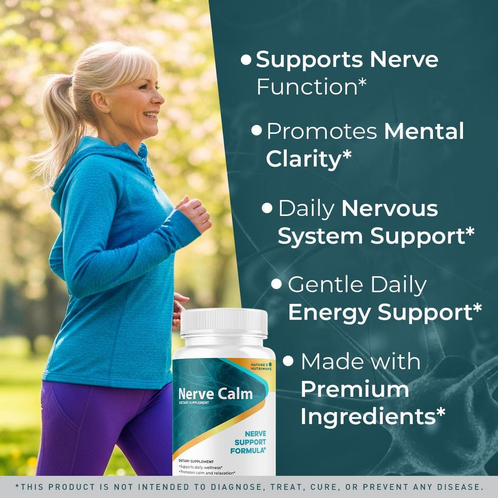 Nervecalm – Natural Calm Supplement | Herbal Blend with Passion Flower, Prickly Pear & California Poppy | Vegan Capsules, Non-Gmo, 1 Month Supply | Made in USA