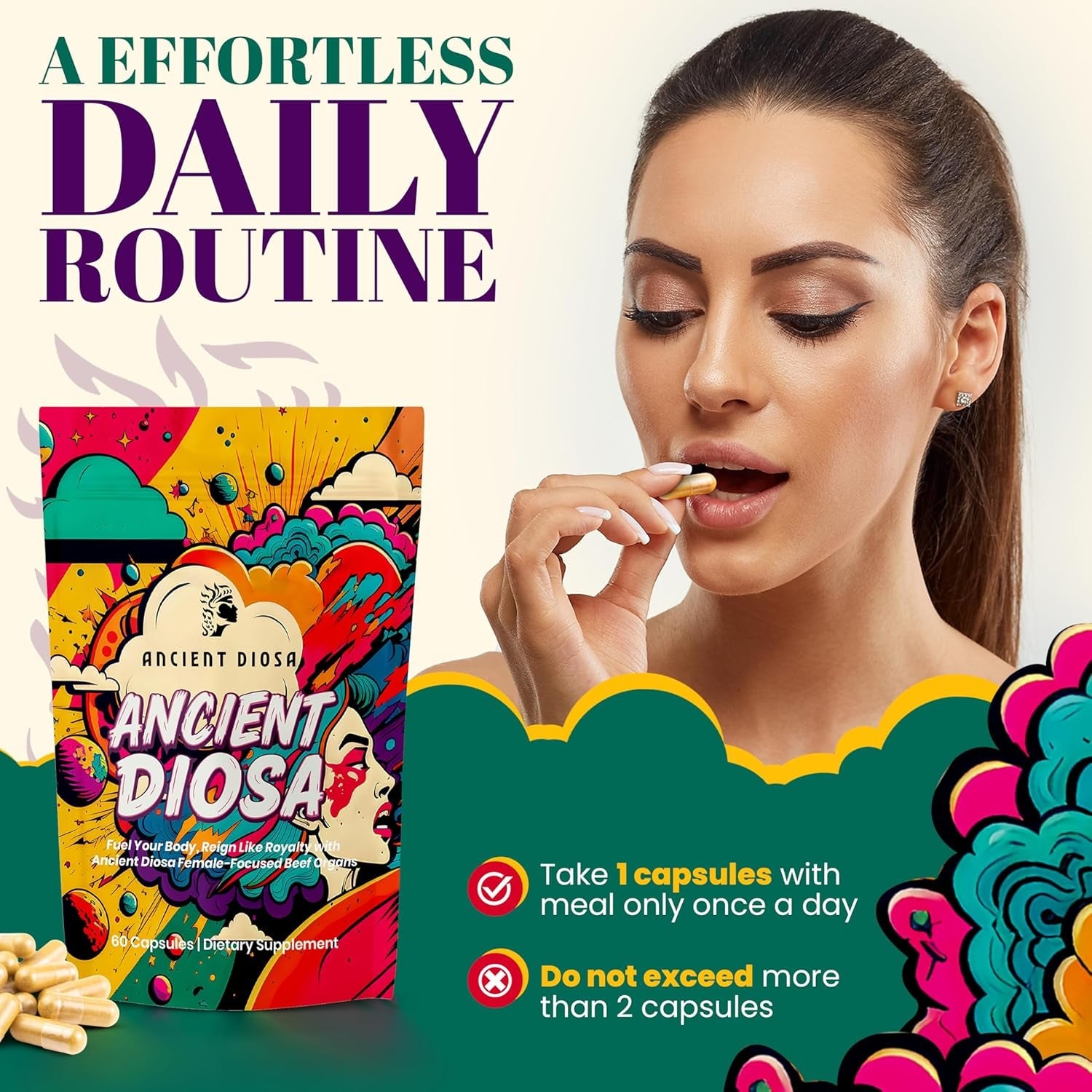 Grass Fed Beef Liver Capsules - Female-Focused Organ Supplement with Liver, Heart, Ovary & Uterus - Supports Hormone Balance & Vitality, Whole Body Wellness - 60 Capsules