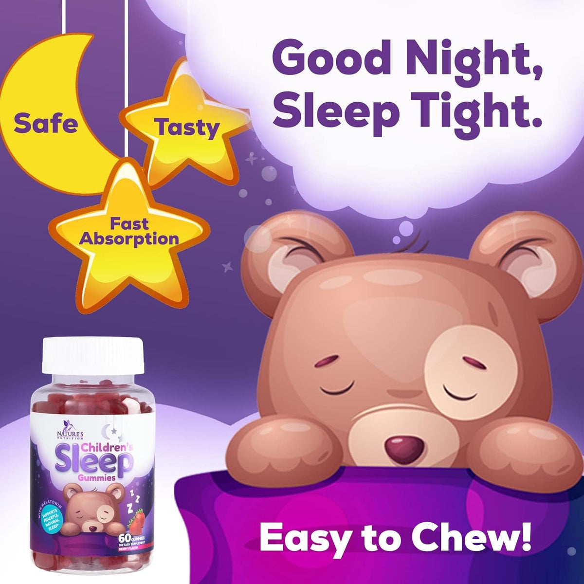 Kids Melatonin Gummies - 2Mg Melatonin per Serving - Children'S Melatonin Gummy for Restful Sleep - Best Children'S Chewable Sleep Supplement - Vegan, Non-Gmo, Natural Berry Flavor - 60 Gummies