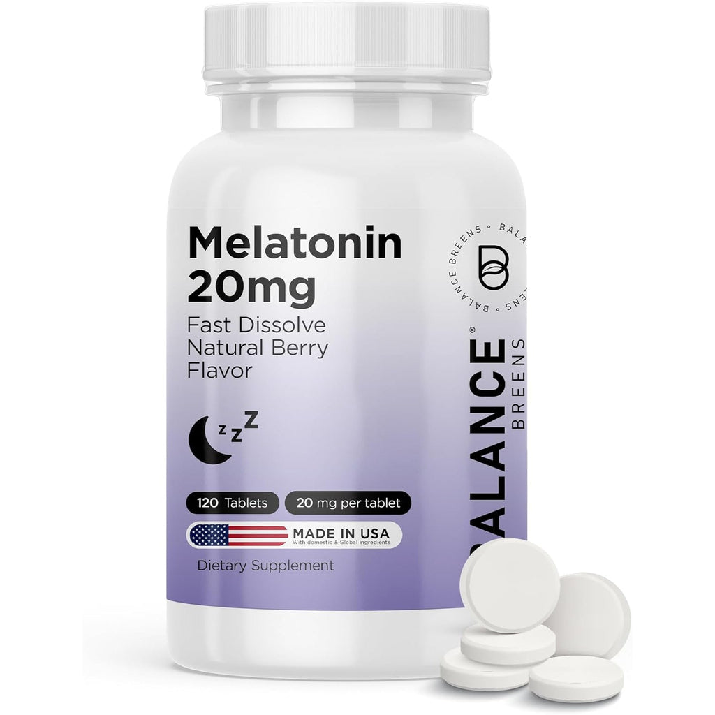 Melatonin 20Mg Fast Dissolve Tablets - High Potency, Fast Acting, Natural Sleep Support - Sleep Aids for Adults - Non-Groggy, Drug-Free Formula - 120 Sleeping Pills (120 Count (Pack of 1))
