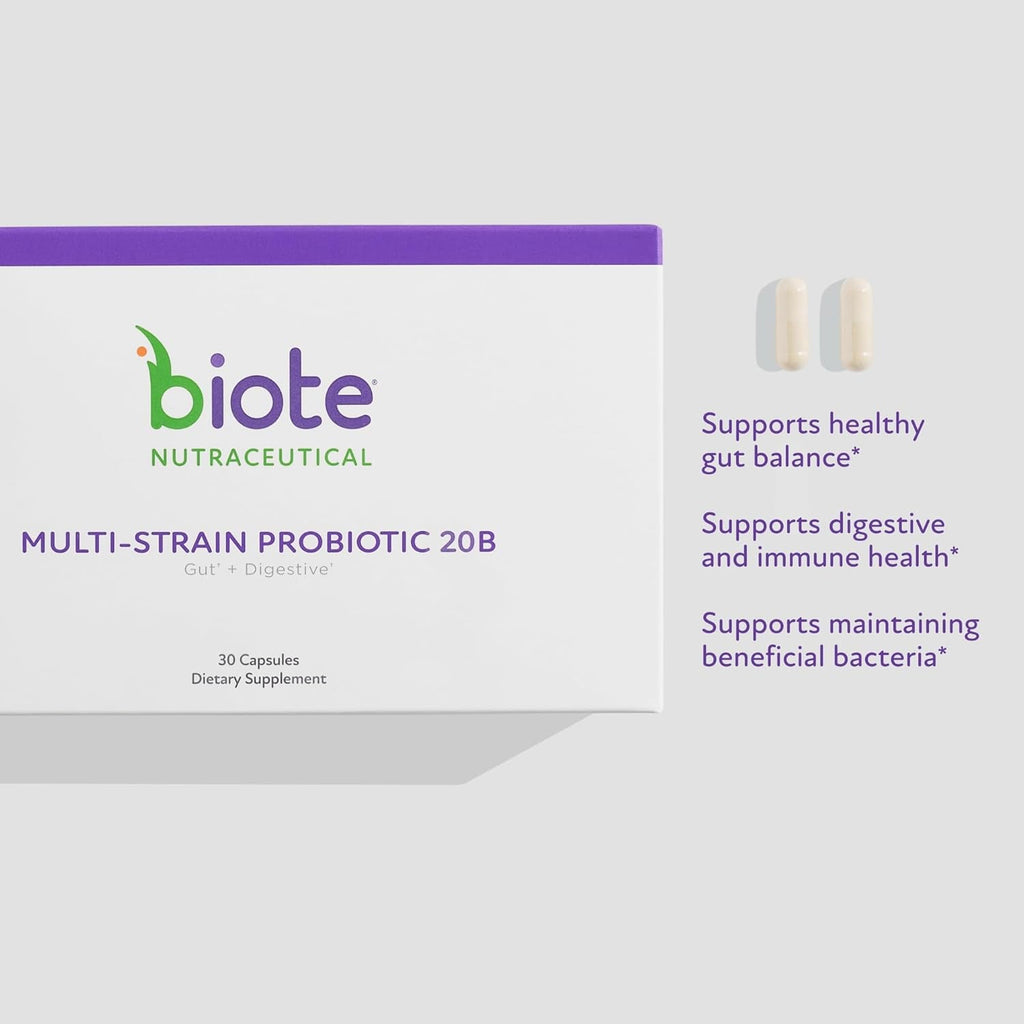 Biote Nutraceuticals - Multi-Strain PROBIOTIC 20B - Gut + Digestive (30 Capsules)