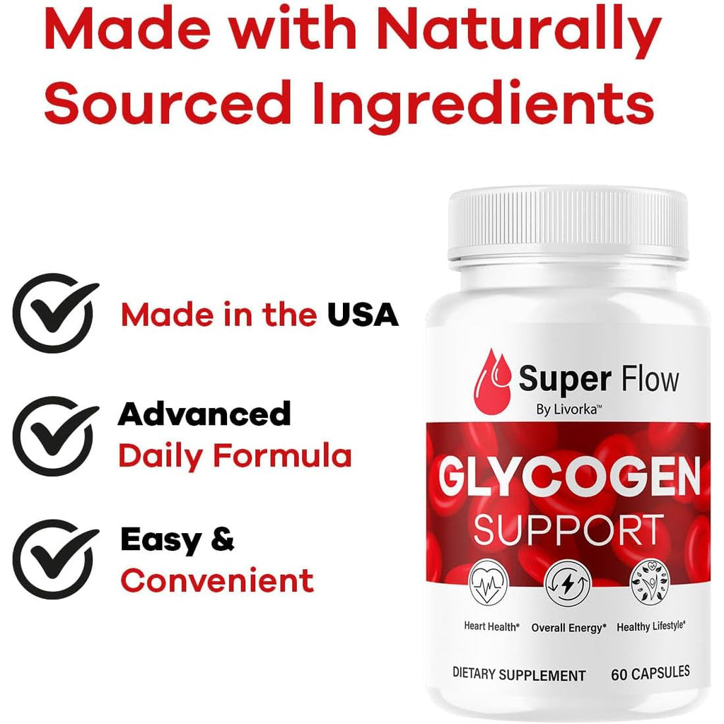 Super Flow Glycogen Capsules - Official Superflow Advanced Glycogen Support Pills - Maximum Strength, Natural Formula Vitamins for Overall Health & Wellness Reviews, 60 Capsules for 1 Month