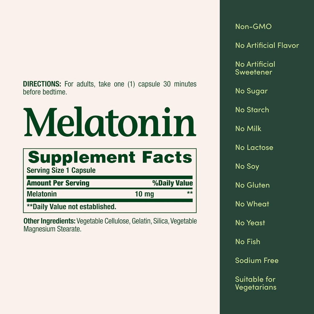 Nature'S Bounty Melatonin, 100% Drug-Free Sleep Aid, Dietary Supplement, 10 Mg, 60 Count
