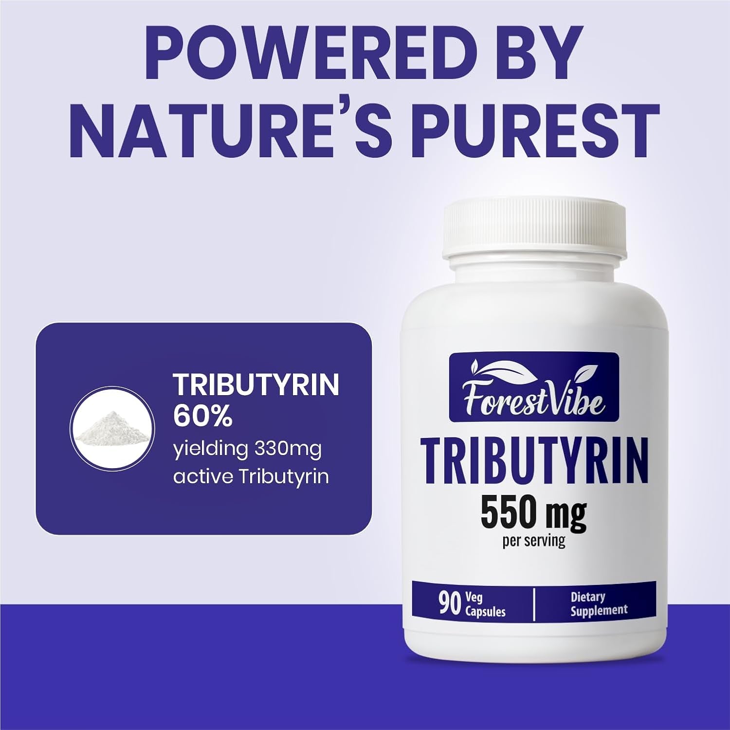 Tributyrin Supplement 550Mg, Advanced Butyrate Form for Gut Health, 60% Standardized, More Effective Delivery than Sodium Butyrate, 90 Capsules, Non-Gmo & Gluten Free Postbiotic Supplement