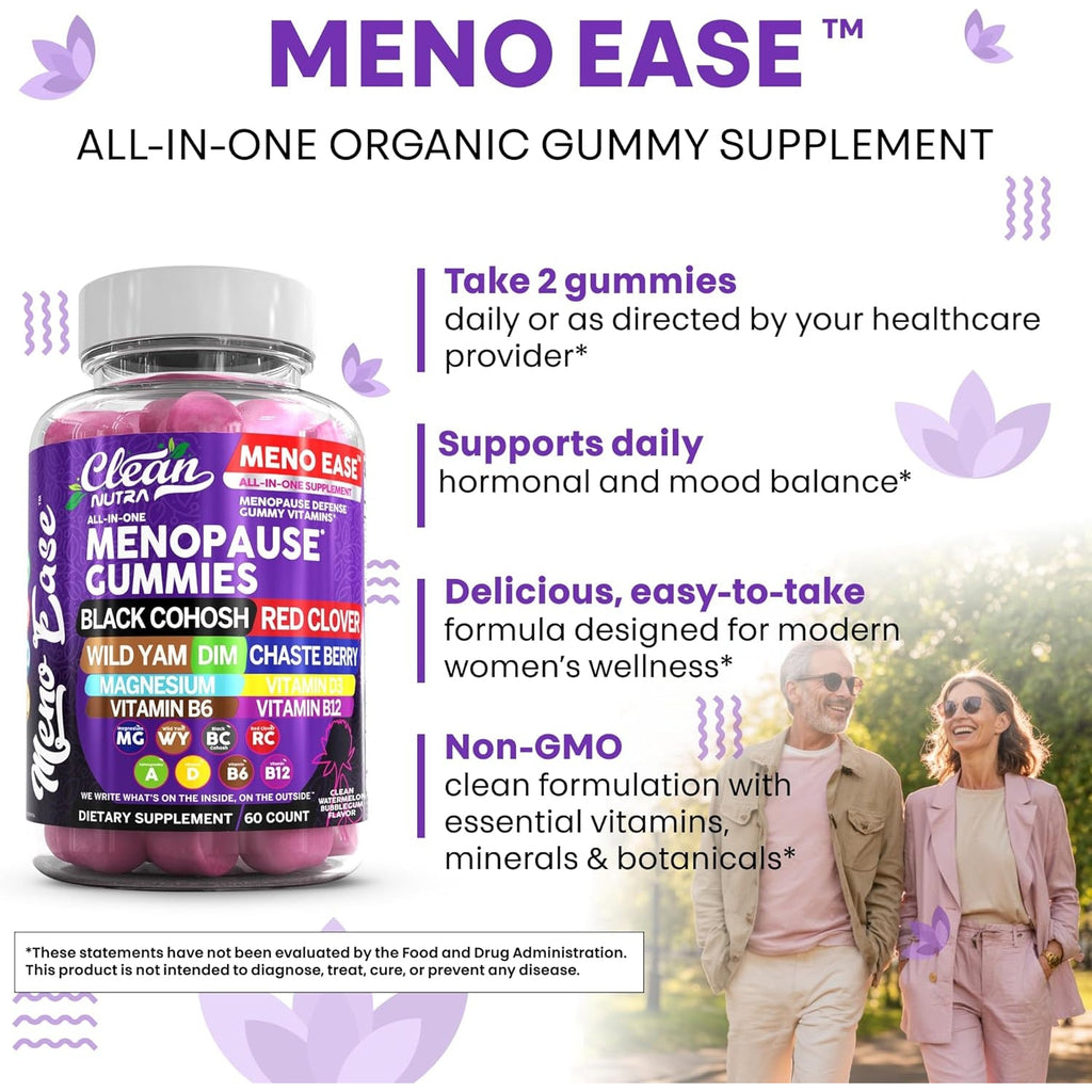 Menopause Supplement for Women Gummies with Black Cohosh, Wild Yam, DIM, Magnesium, Red Clover Chasteberry for Hormone Balance Relief Night Sweats Mood plus Bergamot, Vitamin D3, Vitamin B6 B12