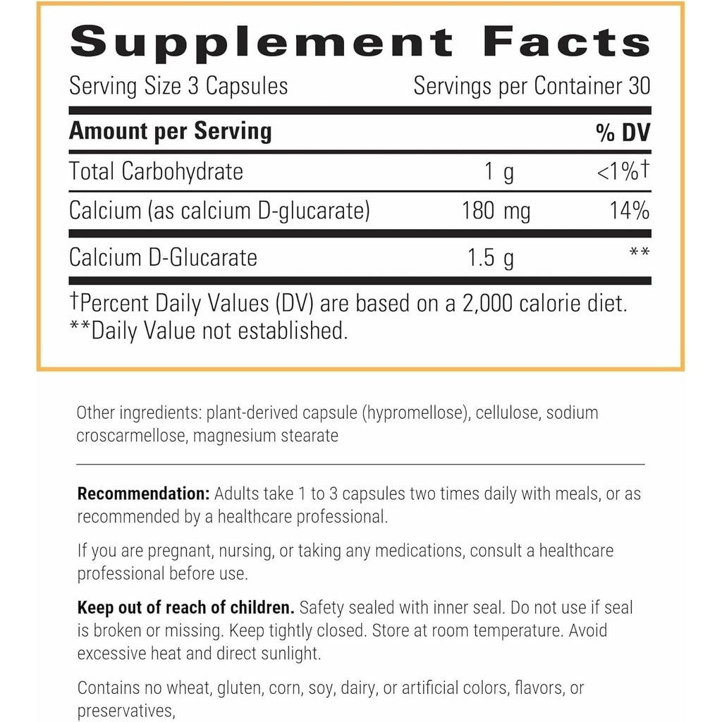 Integrative Therapeutics Calcium D-Glucarate - Supports Healthy Immune Function - Daily Support for Detoxification Systems & Estrogen Metabolism* - Gluten & Dairy-Free - 90 Capsules (30 Servings)