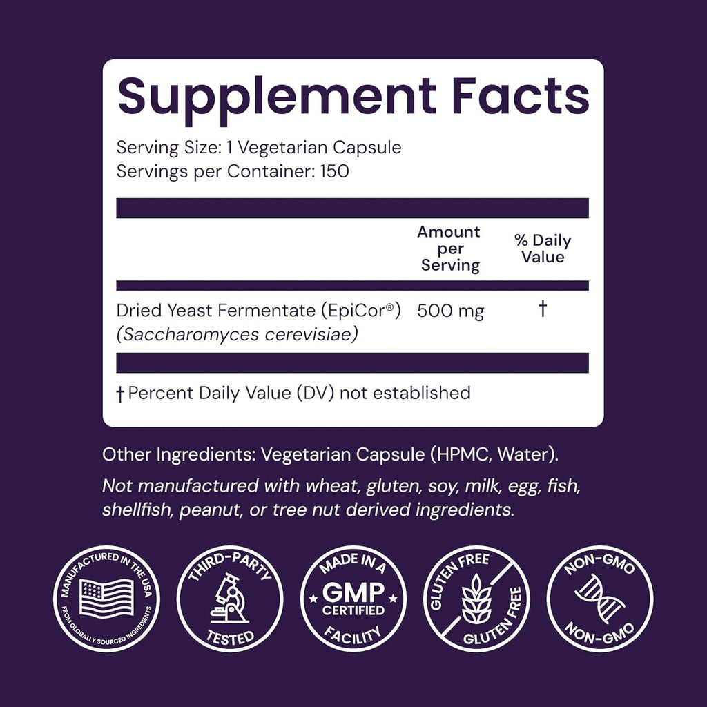 Healthy Origins Epicor 500 Mg, 150 Veggie Capsules - Featuring Clinically Studied Dried Yeast Fermentate - Supports Immune Function, Seasonal Wellness & Healthy Respiratory Health - 5 Month Supply