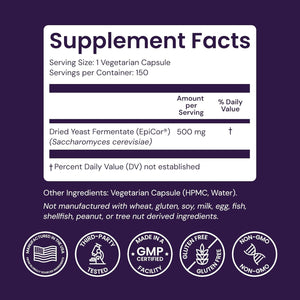 Healthy Origins Epicor 500 Mg, 150 Veggie Capsules - Featuring Clinically Studied Dried Yeast Fermentate - Supports Immune Function, Seasonal Wellness & Healthy Respiratory Health - 5 Month Supply