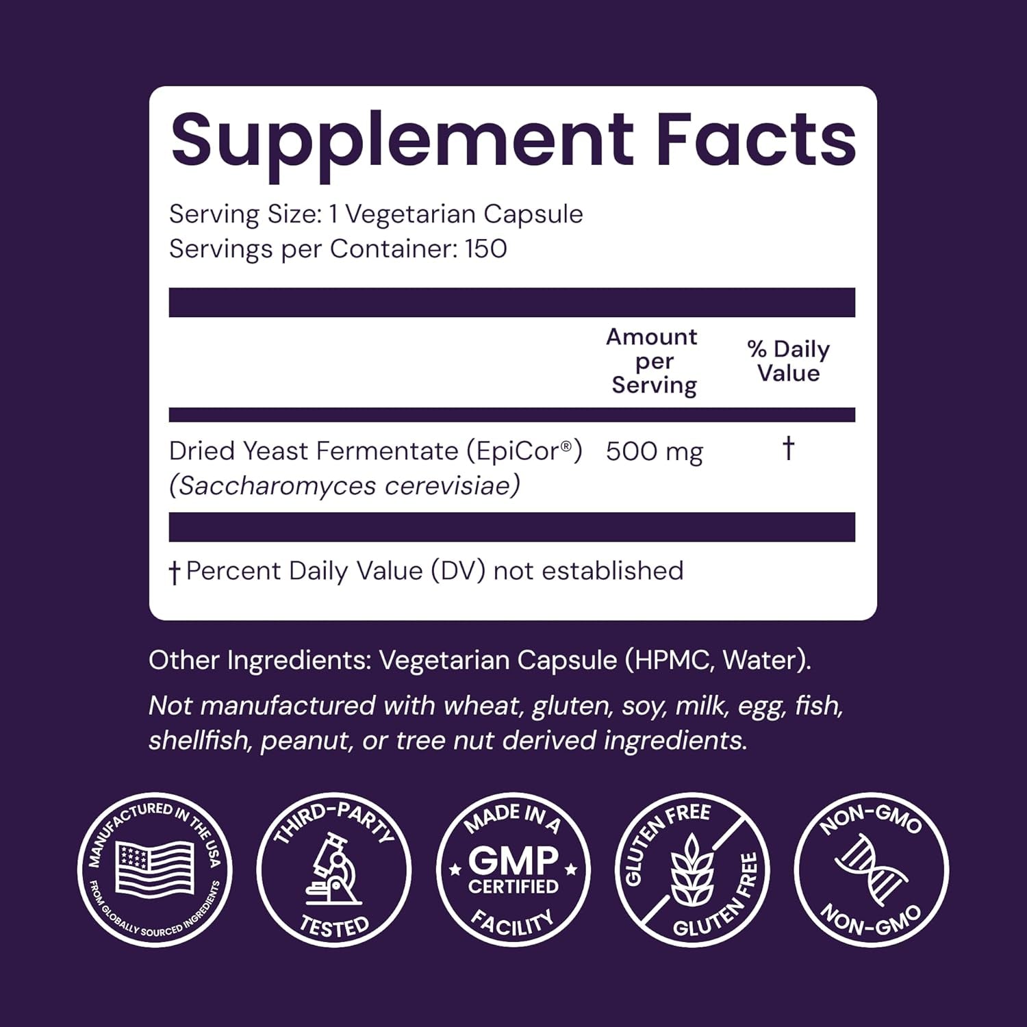 Healthy Origins Epicor 500 Mg, 150 Veggie Capsules - Featuring Clinically Studied Dried Yeast Fermentate - Supports Immune Function, Seasonal Wellness & Healthy Respiratory Health - 5 Month Supply