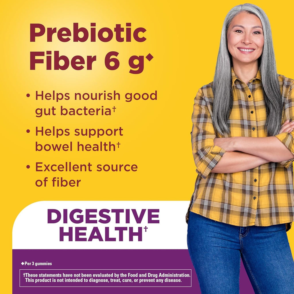 Nature Made Prebiotic Fiber Gummies for Adults and Kids, Fiber Supplement for Digestive System Support, 90 Gummies