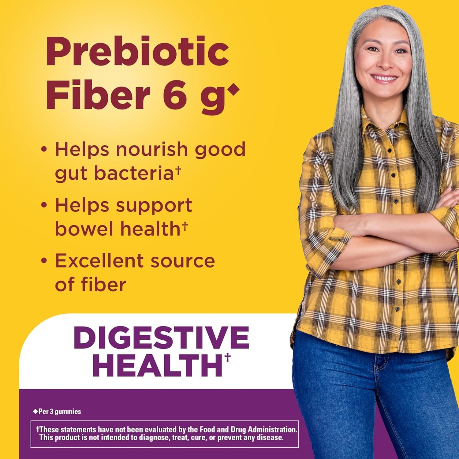 Nature Made Prebiotic Fiber Gummies for Adults and Kids, Fiber Supplement for Digestive System Support, 90 Gummies