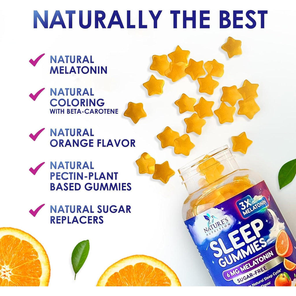 Melatonin Sleep Gummies - Melatonin 6Mg per Serving - Sugar-Free Melatonin Gummy for Adults - Extra Strength Sleeping Gummy Supplement - Supports Restful Sleep - Tasty Orange Flavor - 120 Gummies