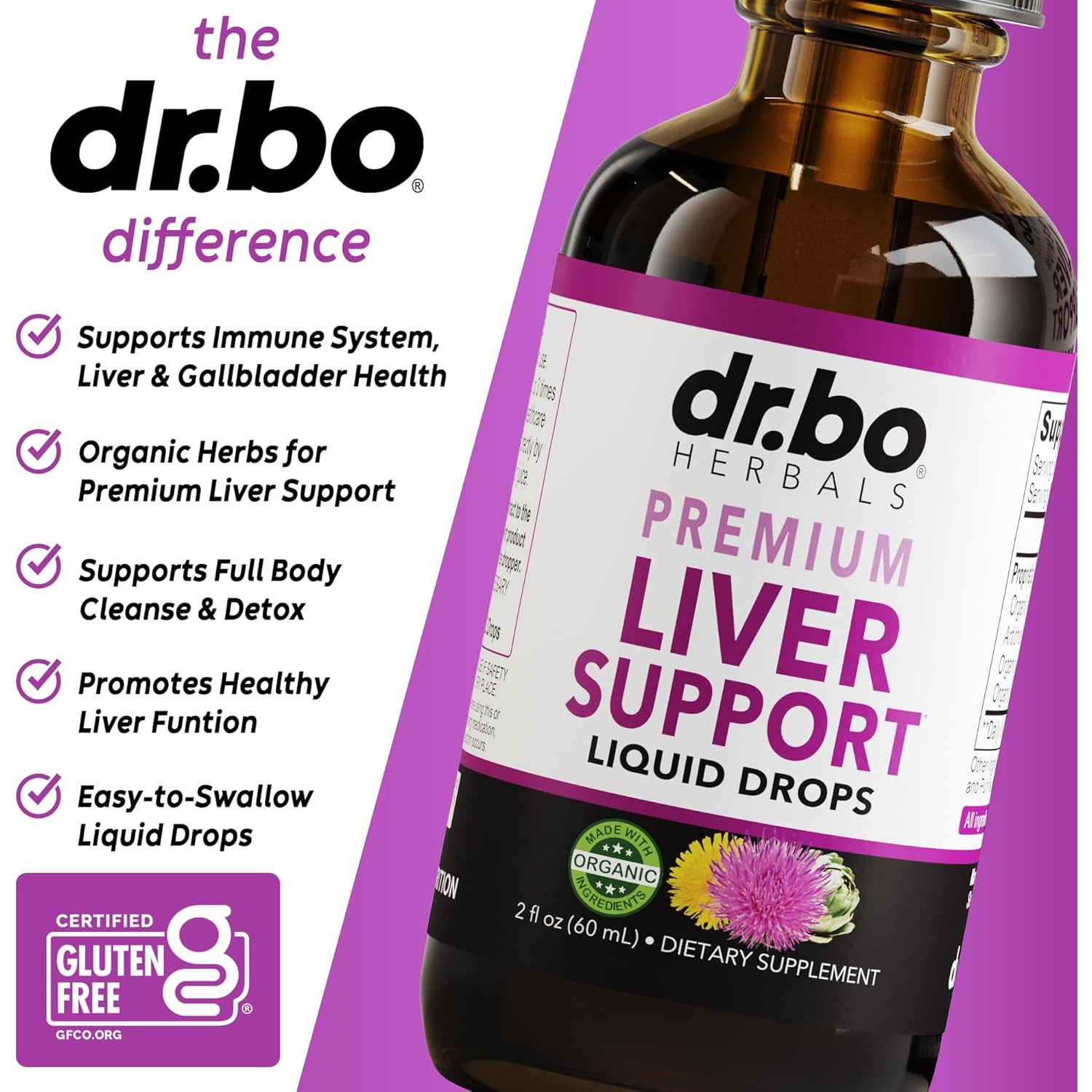 Liver Cleanse Detox & Repair Organic - Natural Liver Support Supplement Liquid Drops, Milk Thistle Dandelion, Chanca Piedra Extract, Artichoke - Gallbladder Health Formula Supplements Liquid Drops 2Oz