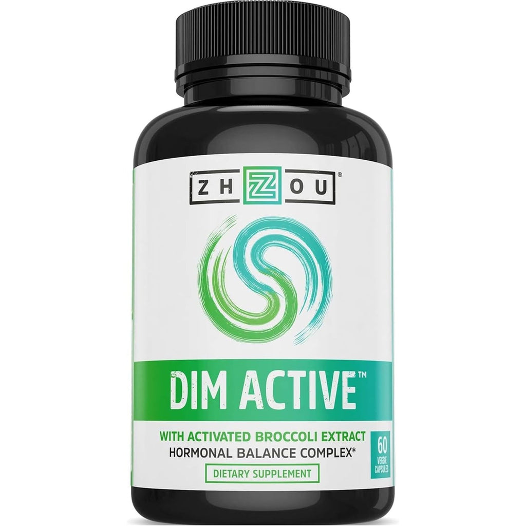 Zhou DIM Active - DIM Supplement, Hormone Balance for Women & Men, Hormonal Support with 250Mg Diindolylmethane - 60 Vegan Capsules