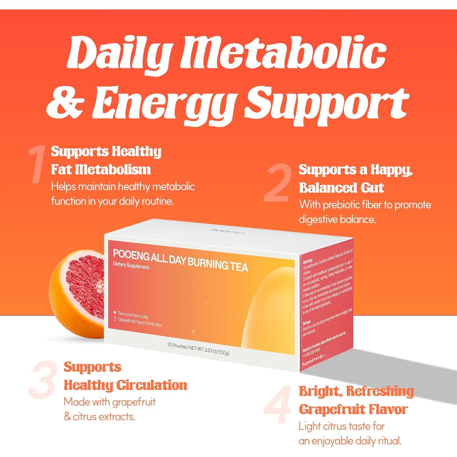 Dr.Blet All Day Burning Tea - Weight Management Support for Women, Garcinia Cambogia Extract, Korean Slimming Supplement, Grapefruit Flavored, Powder Drink Mix - 20 Pouches