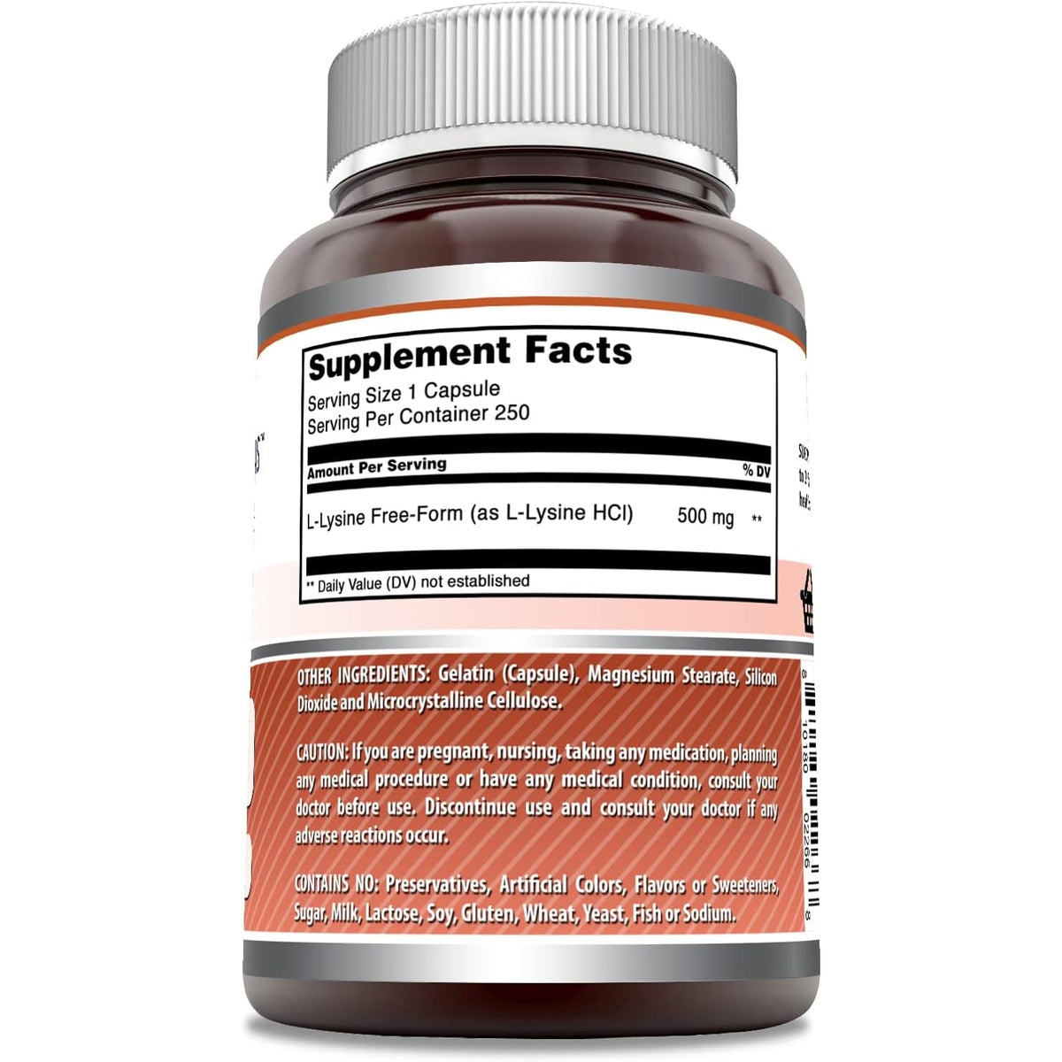 Amazing Formulas L-Lysine 500 Mg Amino Acid Supplement | Capsules | Non-Gmo | Gluten-Free | Made in USA (1 Pack | 250 Count)