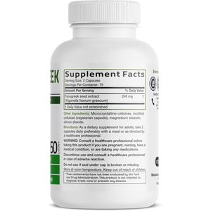 Bronson Fenugreek Seed Powder Capsules Extra Strength, Trigonella Foenum-Graecum, Non-Gmo, Soy-Free, Vegetarian, 150 Capsules