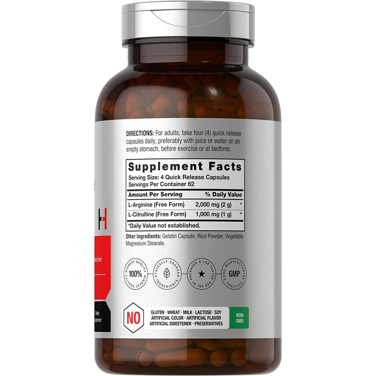 Horbäach L-Arginine L-Citrulline Complex | 3000Mg | 250 Capsules | Non-Gmo, Gluten Free Supplement
