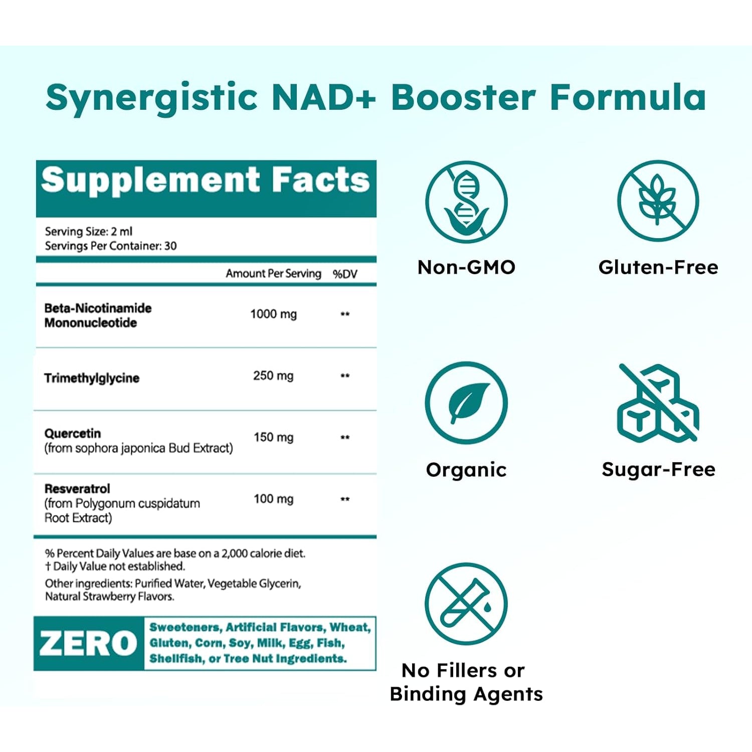 NMN Supplement Liquid Drops,4-In-1 NMN Beta 1000Mg W. Quercetin TMG Resveratrol for anti Aging Energy & Immune Support, NMNH Alternative Liposomal High Absorption for Women Men