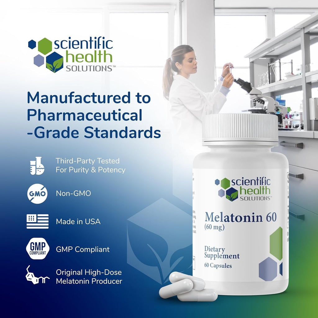 Melatonin 60Mg | High Dosage Melatonin in Easy-To-Swallow Capsules | Vegan, Non-Gmo & Gluten-Free | Us-Made Extra Strength (Single)