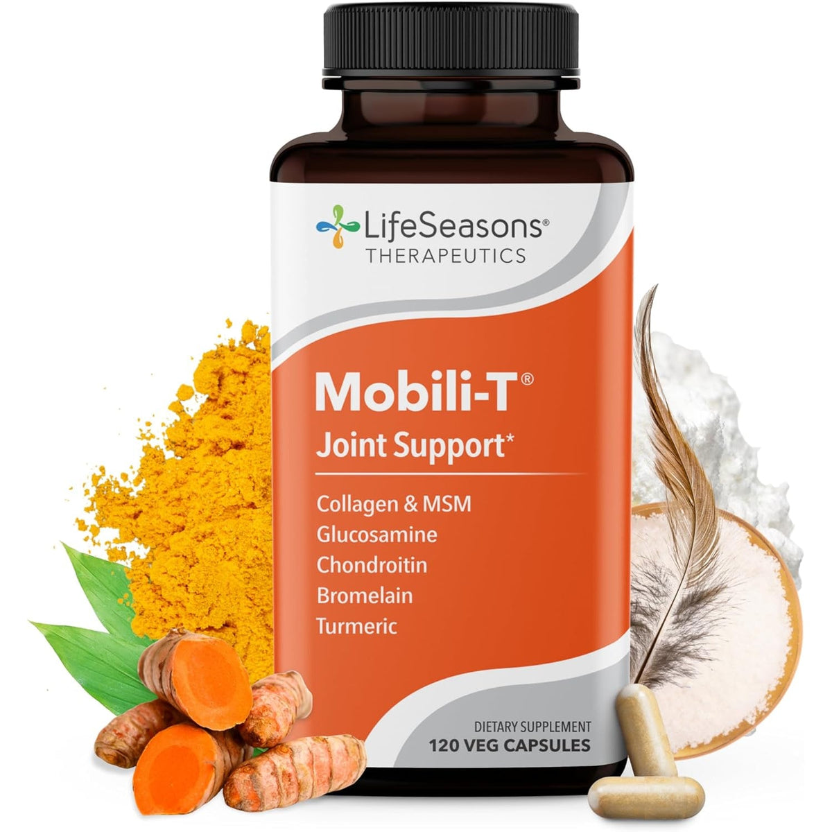 Lifeseasons Mobili-T - Joint Support Supplement - Reduces Aches & Discomforts - Increase Range of Motion - Rebuild Tissue & Cartilage - MSM Chondroitin Collagen Glucosamine & Turmeric - 120 Capsules