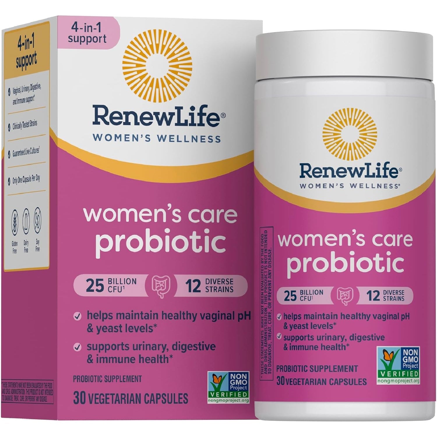 Renew Life Probiotics for Women, 25 Billion CFU Guaranteed, Probiotic Supplement for Digestive, Vaginal & Immune Health, Shelf Stable, Soy, Dairy & Gluten Free, 30 Capsules