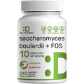 Saccharomyces Boulardii Probiotics + FOS Supplement, 10 Billion CFU, 240 Veggie Capsules – Probiotic & Prebiotic for Women & Men – Gut, Immune & Digestive Health Support – Non-Gmo