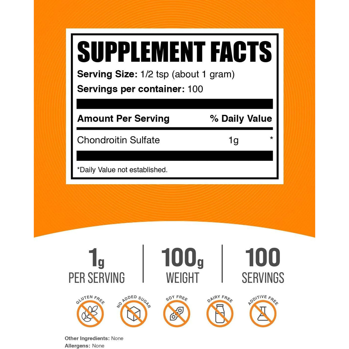 Bulksupplements.Com Chondroitin Sulfate Powder - Joint Support Supplement - Cartilage Supplements - Bone Strength Supplements - Joint and Knee Supplements - Joint Vibrance (100 Grams - 3.5 Oz)