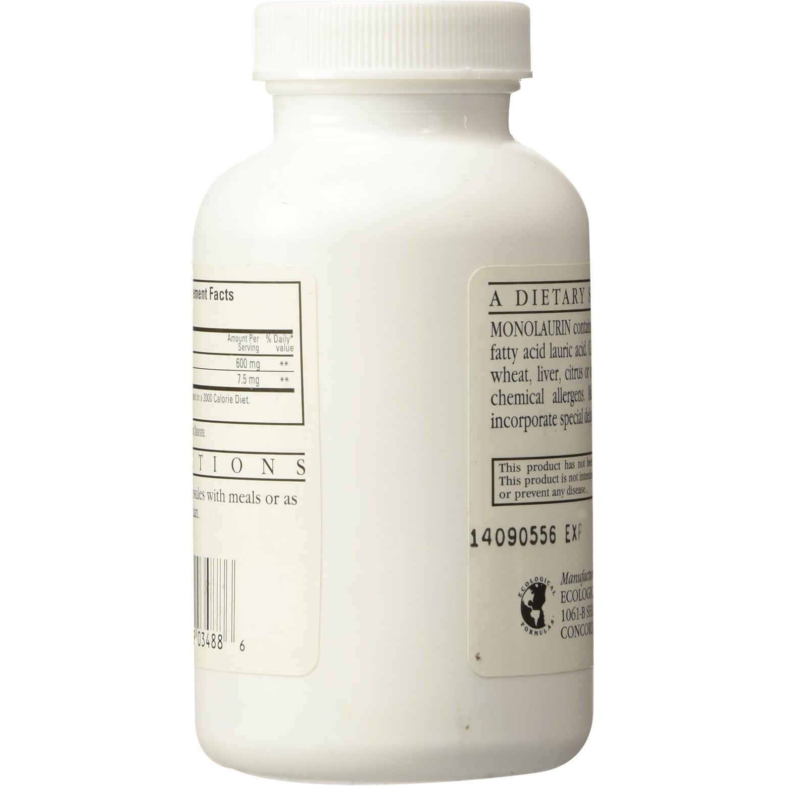 Ecological Formulas Monolaurin 600Mg 90 Capsules